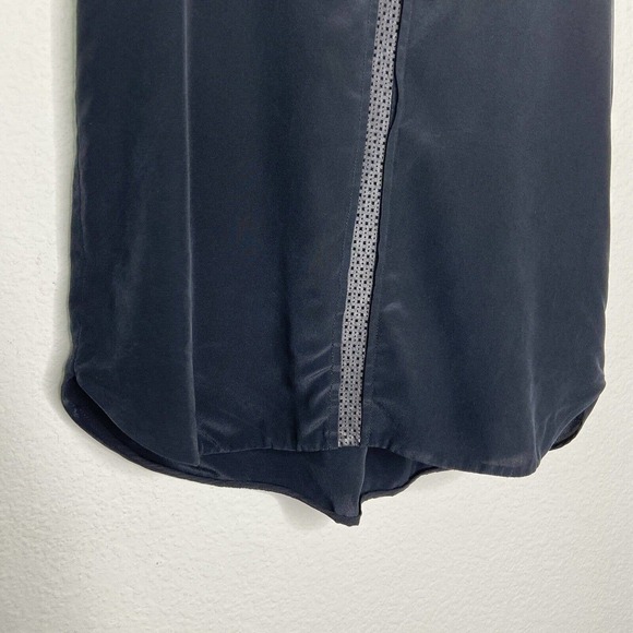 VINCE Silk Dye Cut Leather Strip Black Tank Sz XS - Picture 4 of 8